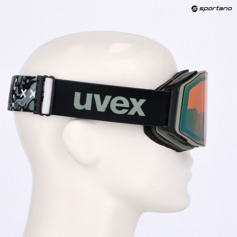 UVEX occhiali da sci Gravity FM verde acido opaco/specchio opale arancione chiaro 7
