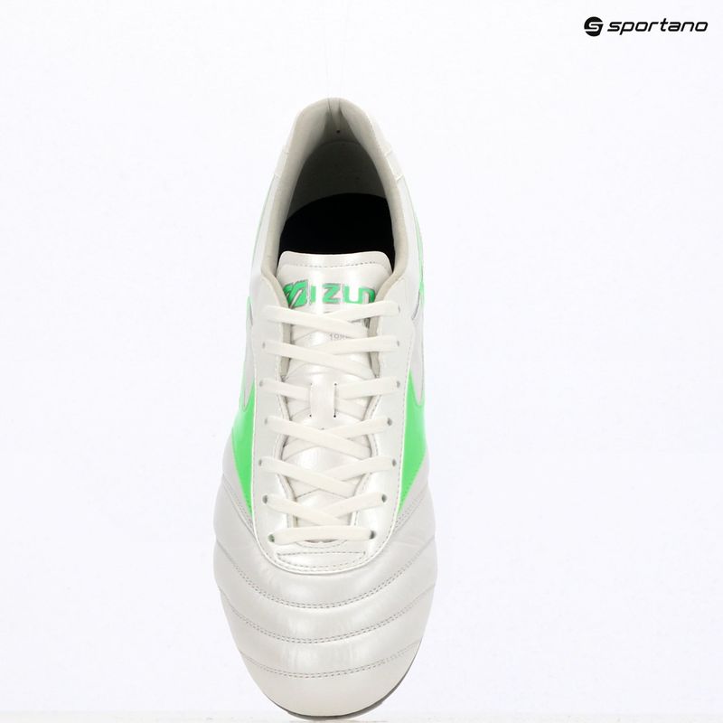 Mizuno Morelia II Elite Md bianco/neon green/galaxy silver scarpe da calcio uomo 10