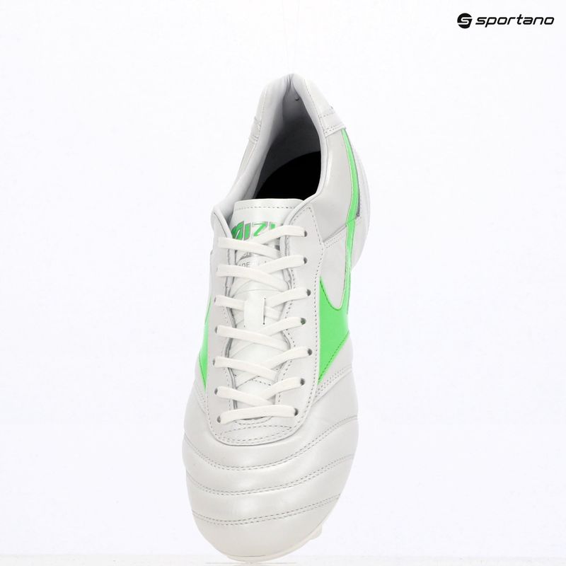 Mizuno Morelia II Japan Md bianco/neon green/galaxy silver scarpe da calcio uomo 9