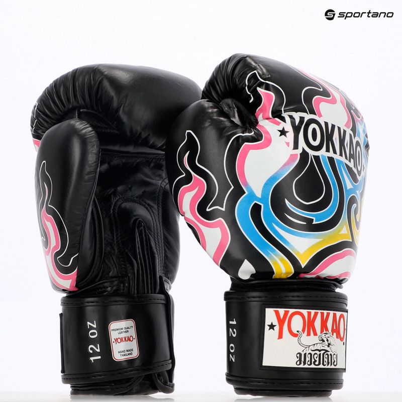 Guanti da boxe da uomo YOKKAO Flames nero 12