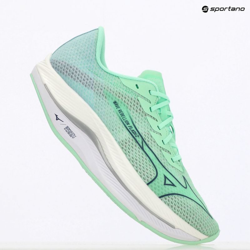 Scarpe da corsa da uomo Mizuno Wave Rebellion Flash 2 neo mint/vintage indigo/hint of mint 9