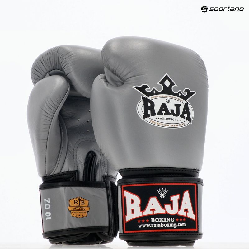 RAJA BOXING Guanti da boxe singoli standard in vera pelle grigi 8