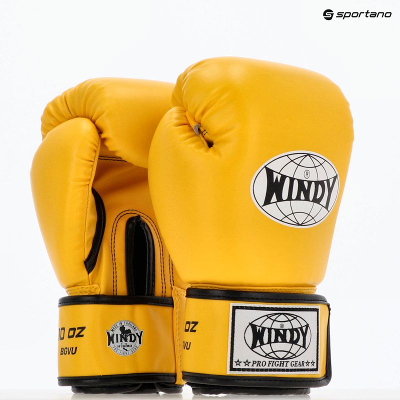 WINDY Guantoni da boxe classici in pelle sintetica gialli 8