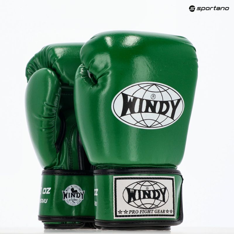 WINDY Guantoni da boxe classici in pelle sintetica verde 8