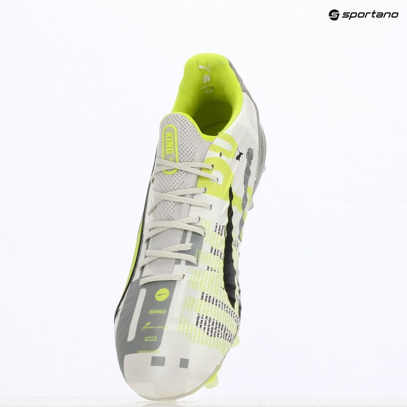 PUMA King Ultimate Forever FG/AG scarpe da calcio da uomo grigio piuma / lime elettrico / puma bianco / grigio chiaro piatto 9