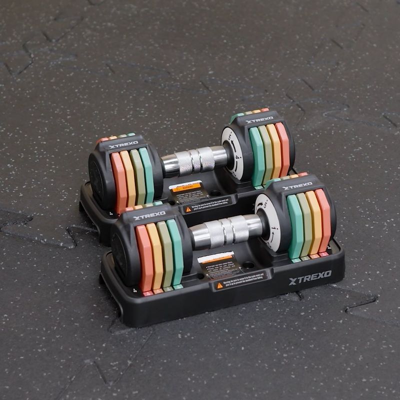 Set di manubri regolabili TREXO 2 x 5 kg multicolore 8