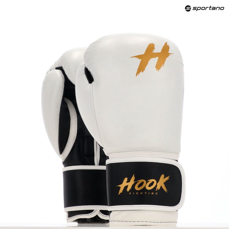 HOOK FIGHTING Ready to Fight Guanti da boxe in pelle bianchi 8