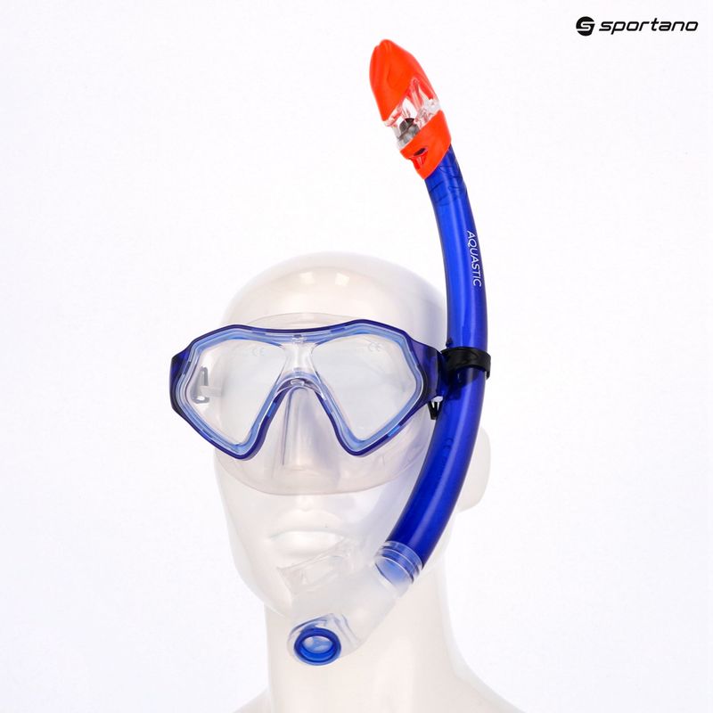AQUASTIC Shelly set snorkeling per bambini maschera + boccaglio + pinne blu 16