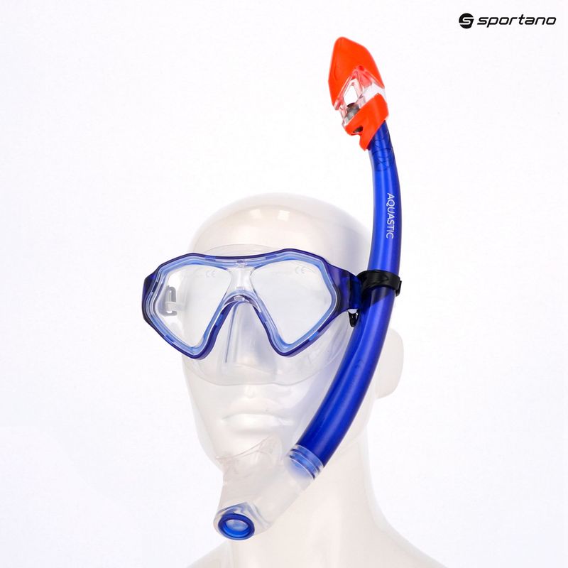 AQUASTIC Shelly set snorkeling per bambini maschera + boccaglio blu scuro 12