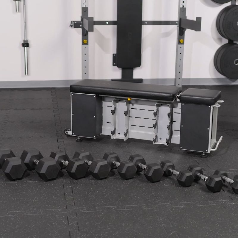 Set TREXO Panca Storage + Manubri Esagonali nero 16