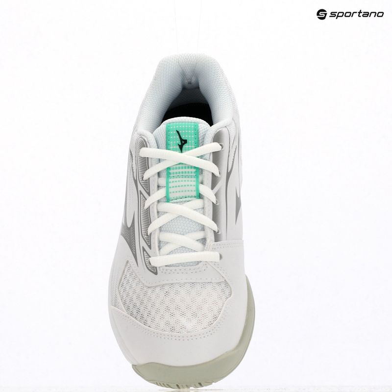 Scarpe da pallavolo per bambini Mizuno Cyclone Speed 5 bianco/nero/smeraldo ghiacciato 13