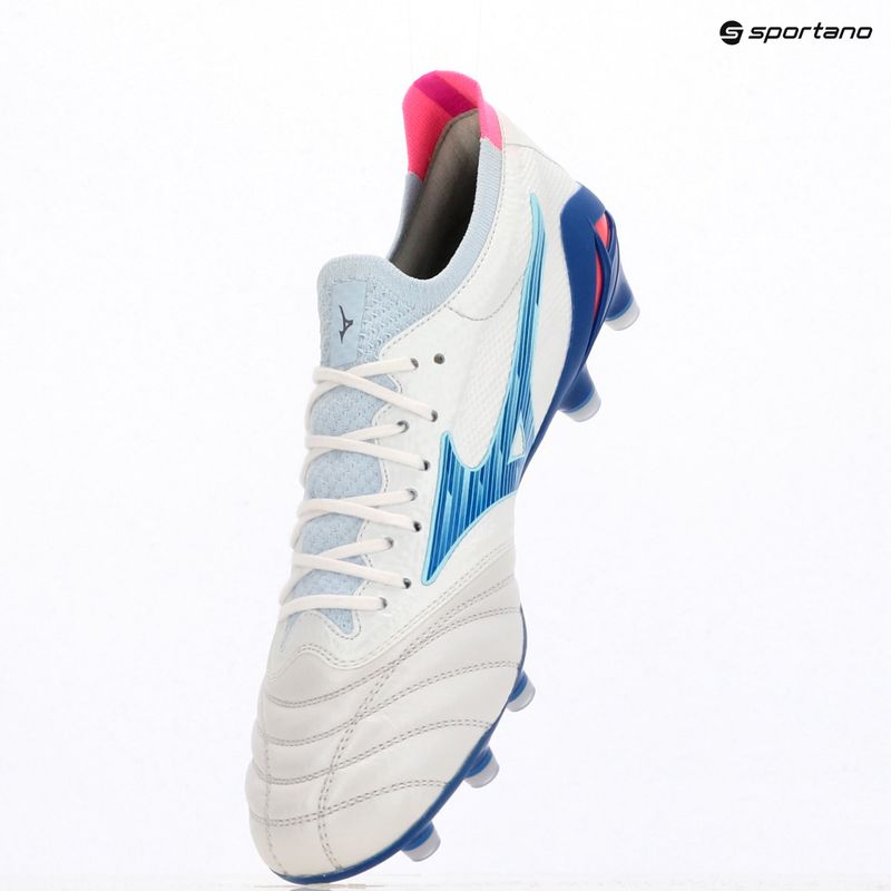 Scarpe da calcio uomo Mizuno Morelia Neo IV Β Elite MD white/tanager turquoise/pink tetra 9