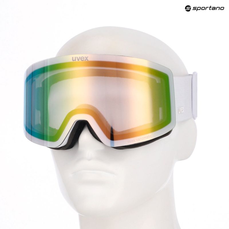 Maschera da sci UVEX Provoqe V white matt/vario green mirror 6
