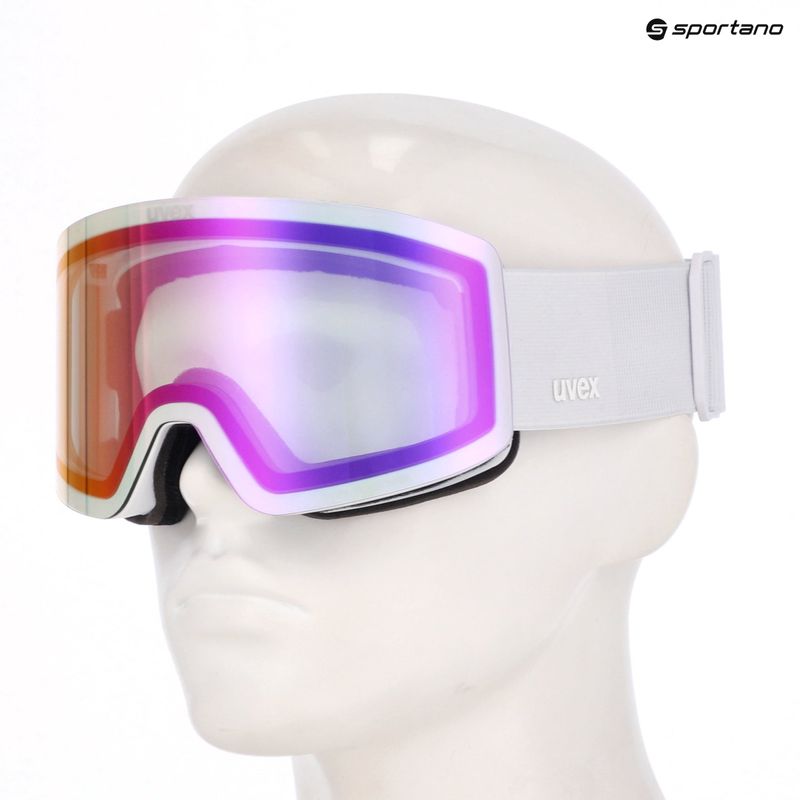 Maschera da sci UVEX Provoqe V white matt/vario pink mirror 6