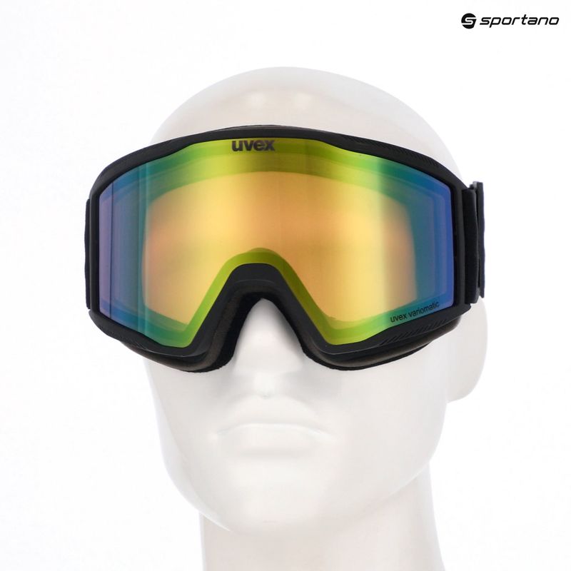 Maschera da sci Uvex Blast V black matt/vario green mirror 10
