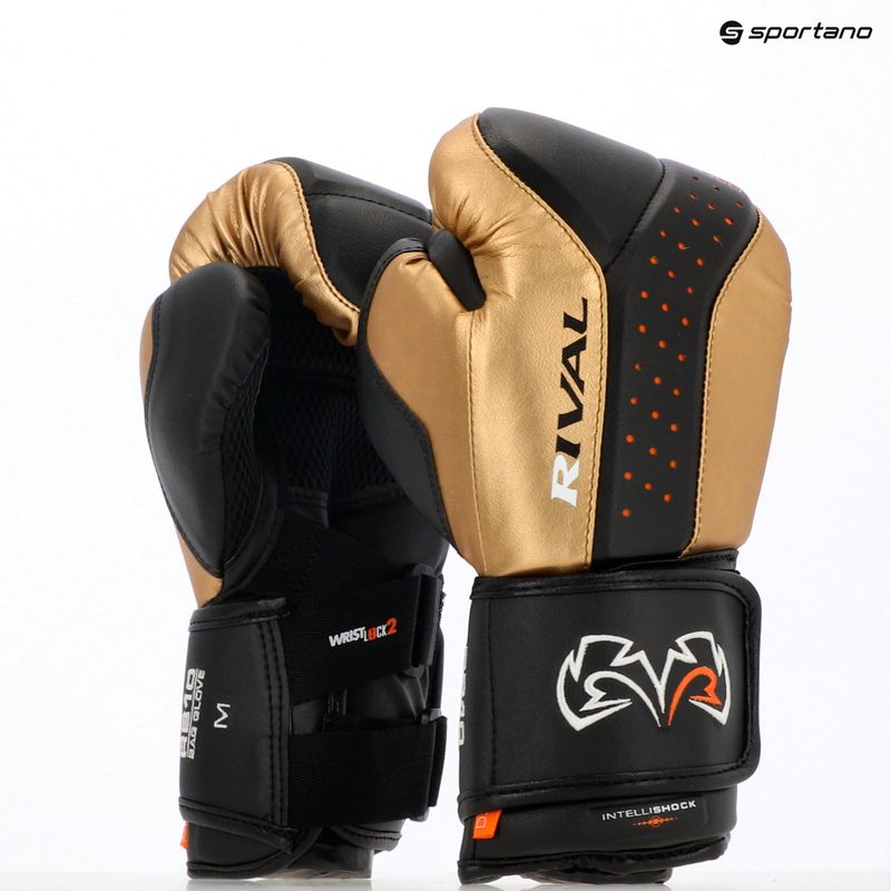 Guanti da boxe Rival RB10 Intelli-Shock Bag nero/oro 3