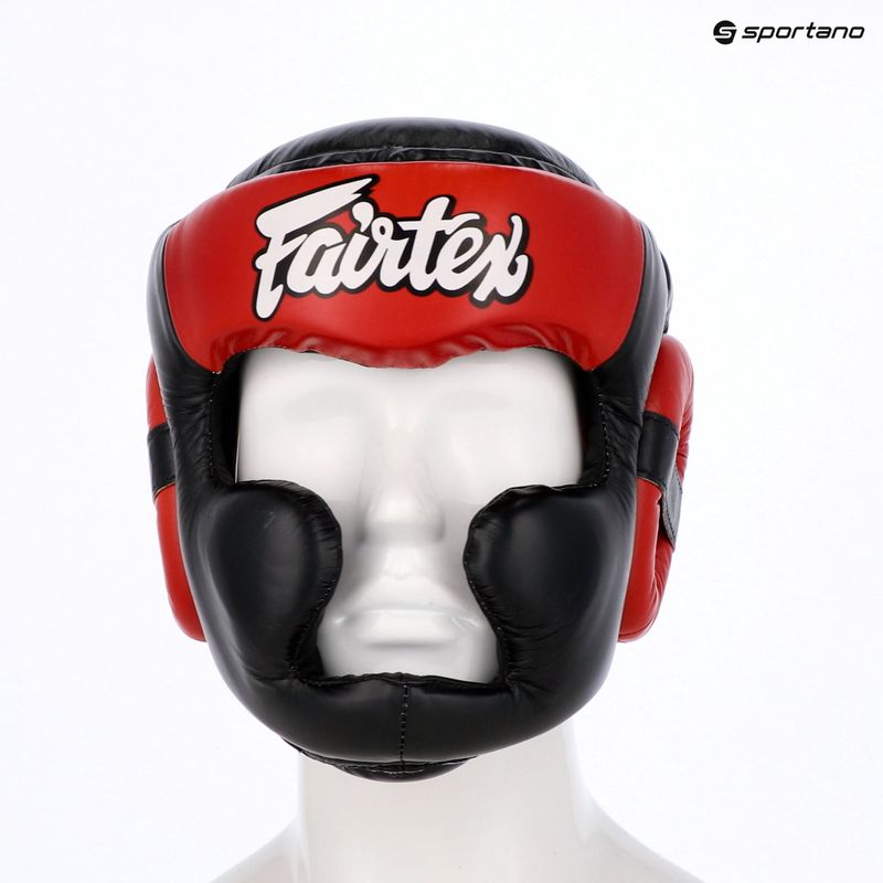 Casco da boxe Fairtex Diagonal Vision - Copertura totale della testa nero/rosso 6