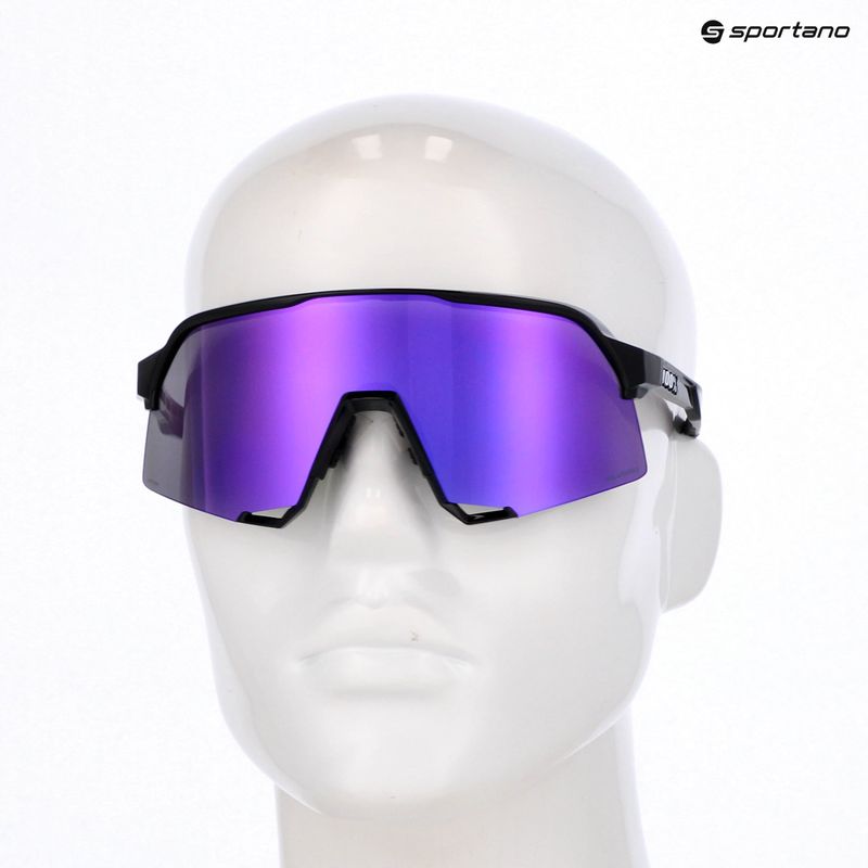 Occhiali da sole 100% S3 nero lucido/ specchio lavanda iper polarizzato 6