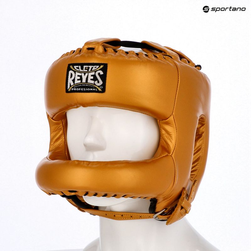 Casco da pugilato Cleto Reyes con barra facciale rotonda oro 3