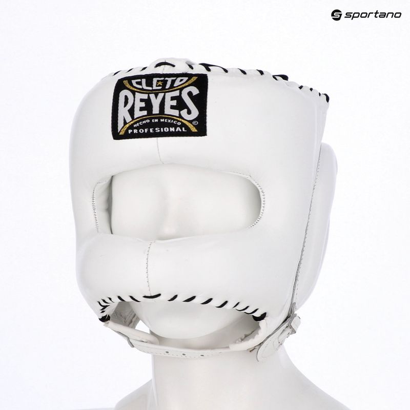 Casco da pugilato Cleto Reyes con visiera a punta in nylon bianco 3