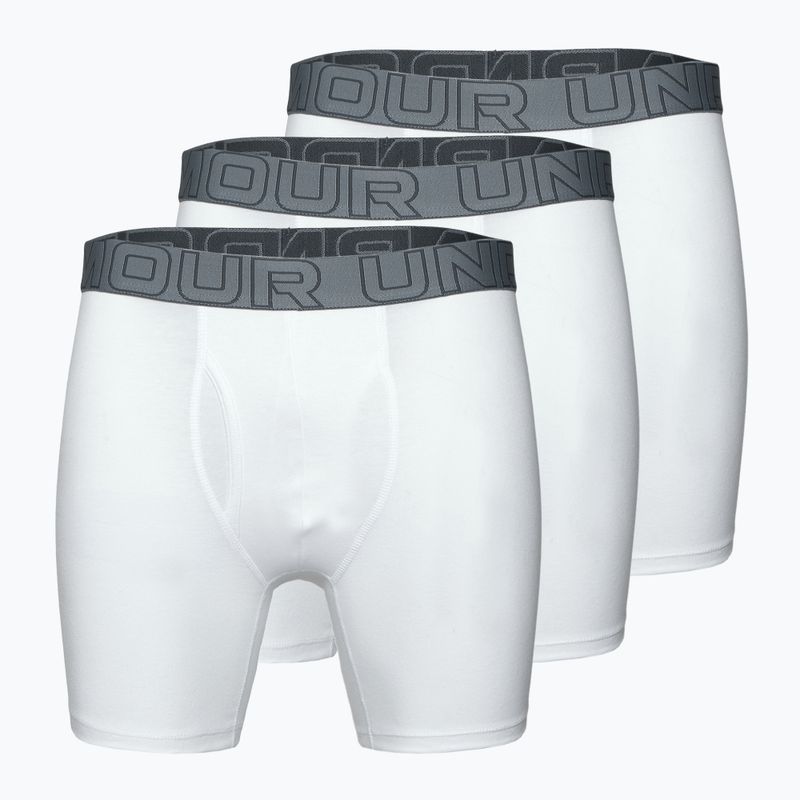 Under Armour Perf Cotton 6" boxer da uomo 3 paia bianco/nero