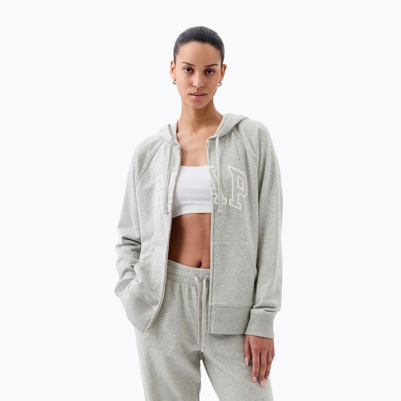 Felpa da donna GAP French Fullzip Logo con cappuccio grigio erica chiaro