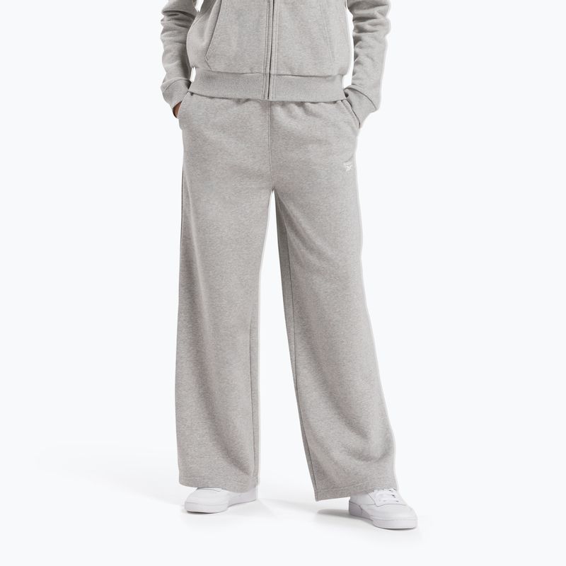 Pantaloni donna Reebok Identity Small Logo Fleece WIde Leg grigio medio heather