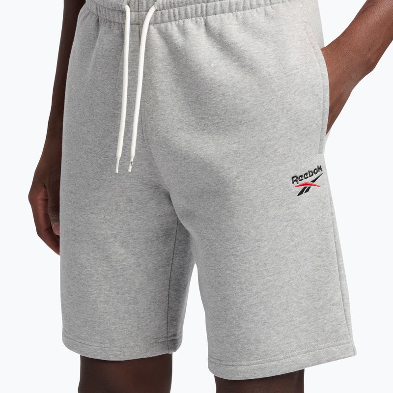 Pantaloncini da allenamento Reebok Identity Small Logo Fleece da uomo, grigio erica/rosso vettoriale medio 4