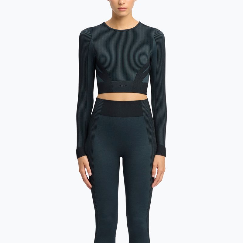 Reebok RBK Lab Seamless Crop a maniche lunghe da donna per l'allenamento, nero