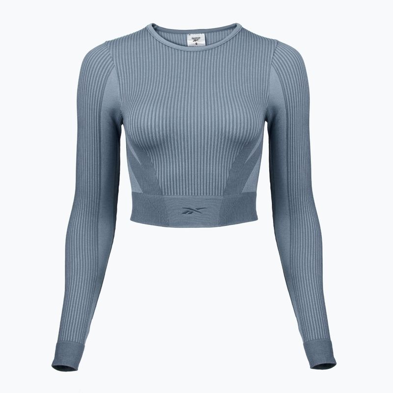 Aggiornamento Reebok RBK Lab Seamless Crop a maniche lunghe da donna per l'allenamento, blu
