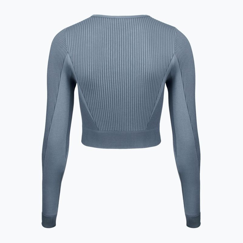 Aggiornamento Reebok RBK Lab Seamless Crop a maniche lunghe da donna per l'allenamento, blu 2