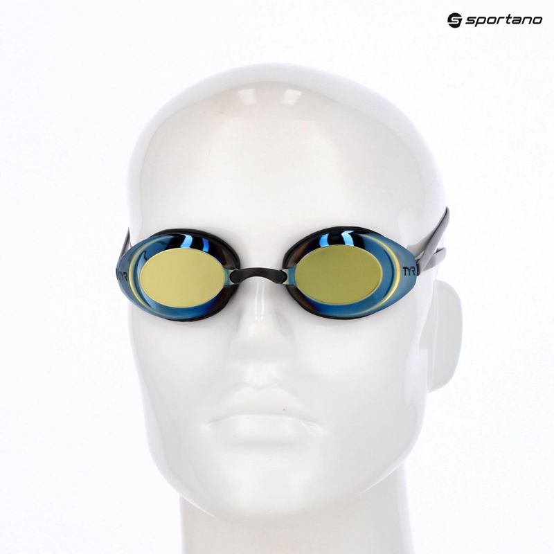 Occhialini da nuoto TYR Vecta Racing Mirrored oro/nero/nero 3