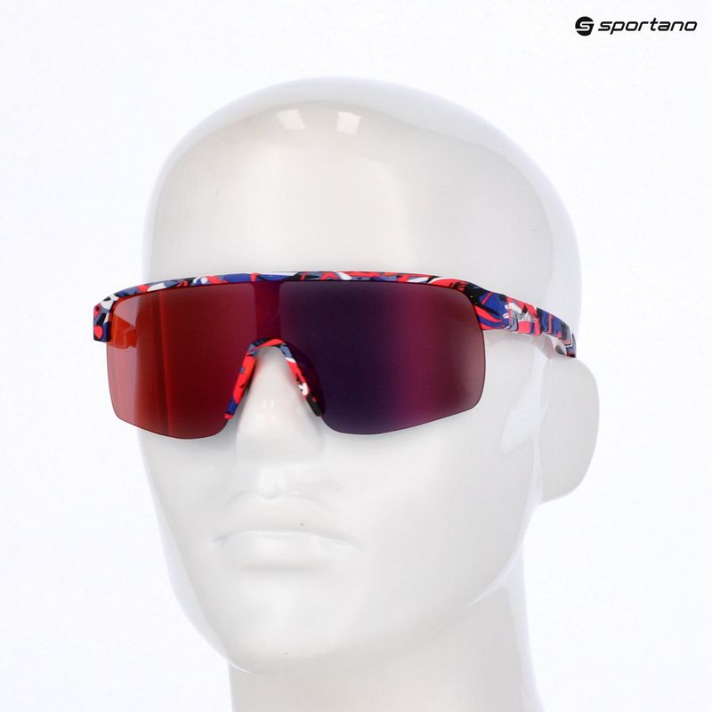 Occhiali da sole Red Bull SPECT Dakota matt blue-burgundy pattern/smoke red-purple mirror 7