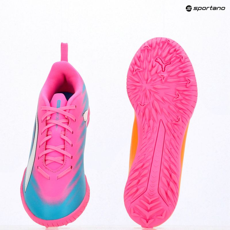 Scarpe da calcio per bambini PUMA Ultra 6 Play TT Jr poison pink/puma white/sun stream/bright aqua/puma black 16