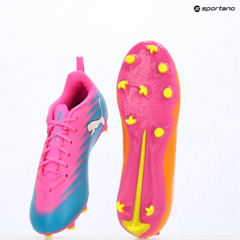 Scarpe da calcio per bambini PUMA Ultra 6 Play FG/AG Jr poison pink/puma white/sun stream/bright aqua/puma black 16