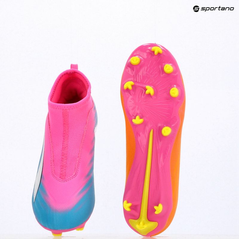 Scarpe da calcio per bambini PUMA Ultra 6 Match+ LL FG/AG Jr poison pink/puma white/sun stream/bright aqua/puma black 16