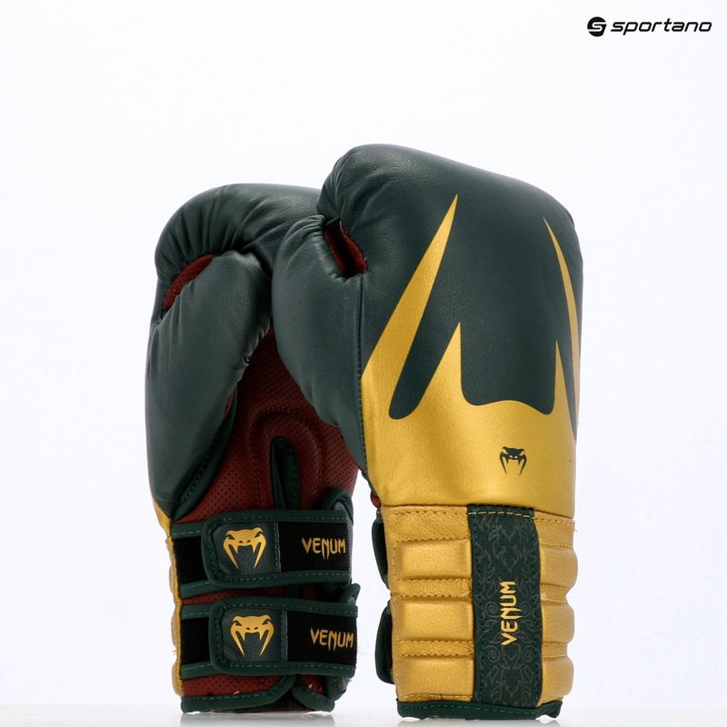 Guantoni da boxe Venum Reverso verde/oro 9