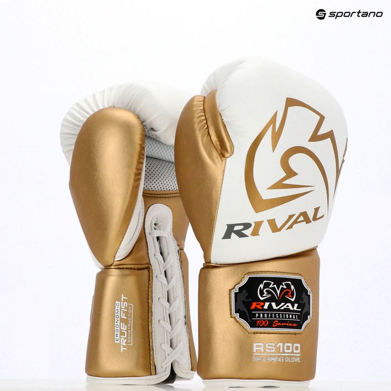 Guantoni da boxe Rival RS100 Professional bianco/oro 5