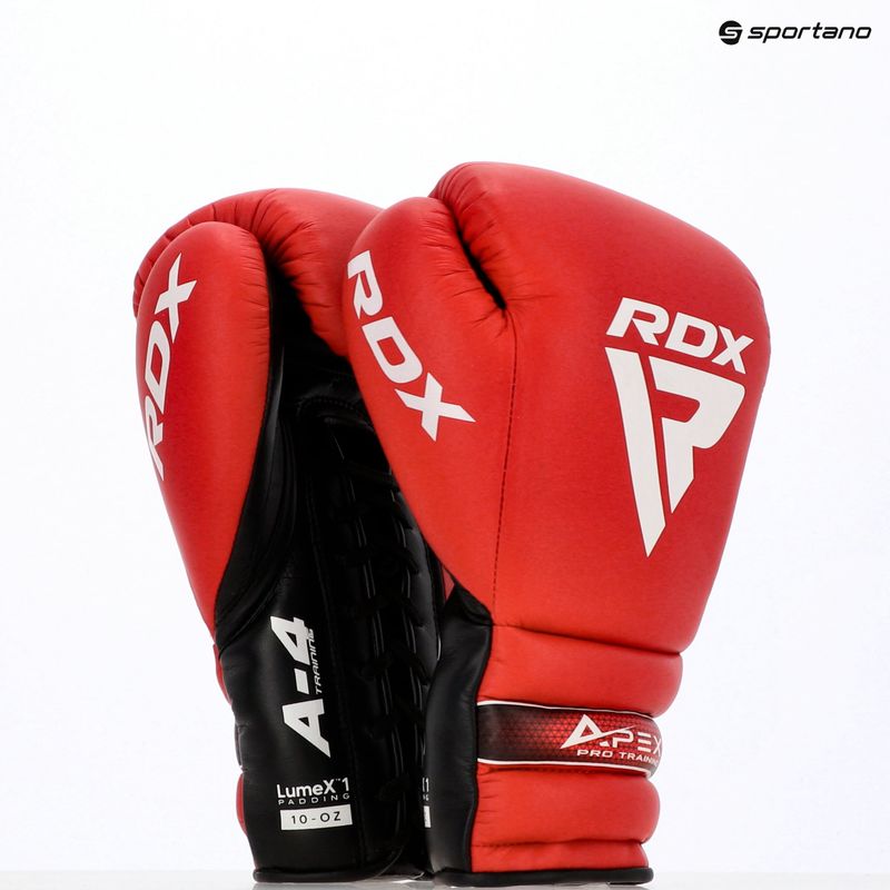 RDX Apex Lace Up Guantoni da boxe per allenamento e sparring rosso 14