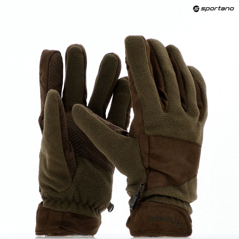 Pinewood Småland Hunters Extreme Fleece guanti da uomo h.brown / suede brown 7