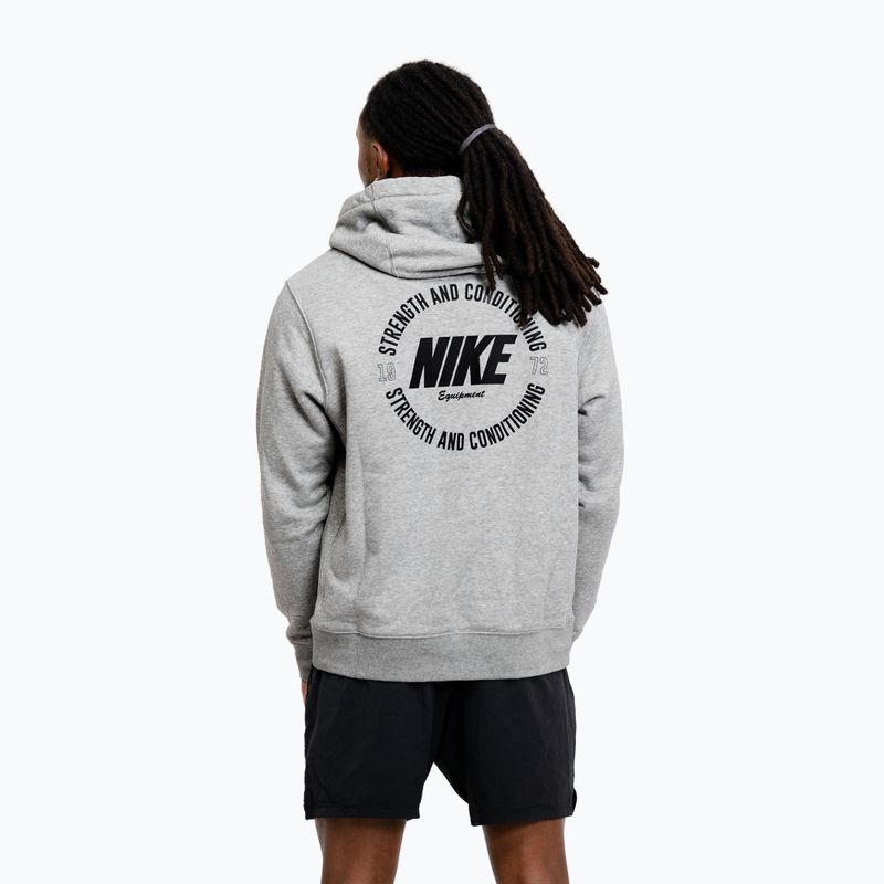Felpa da uomo Nike Strength S&C Hoodie heather grey/black 3