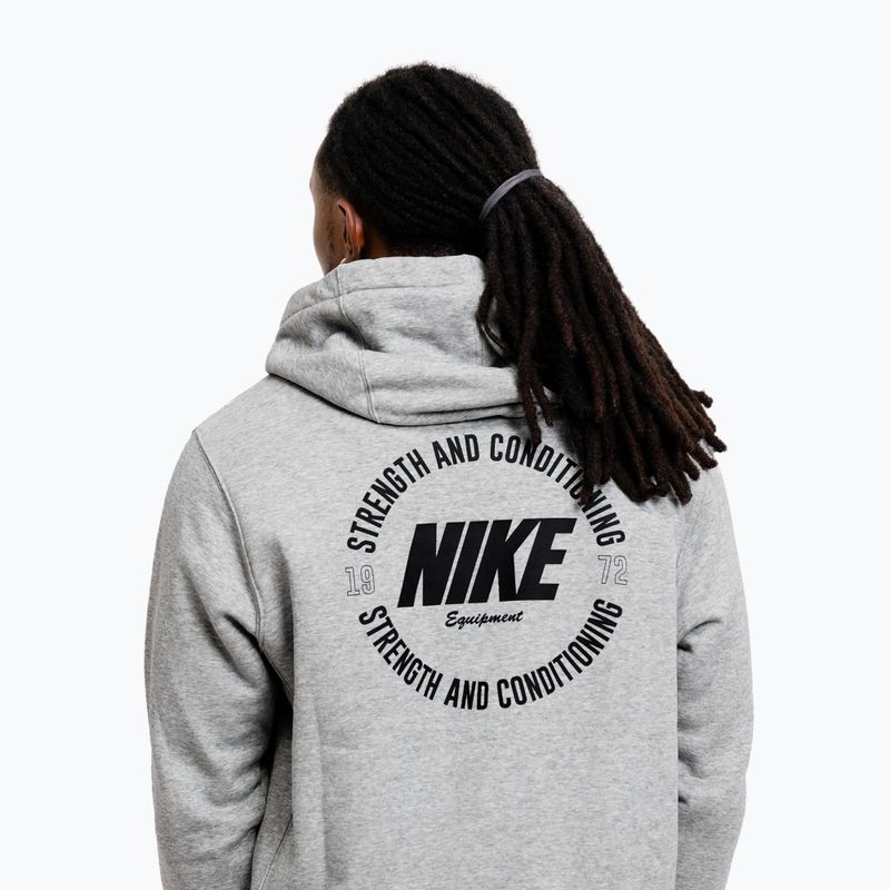 Felpa da uomo Nike Strength S&C Hoodie heather grey/black 5