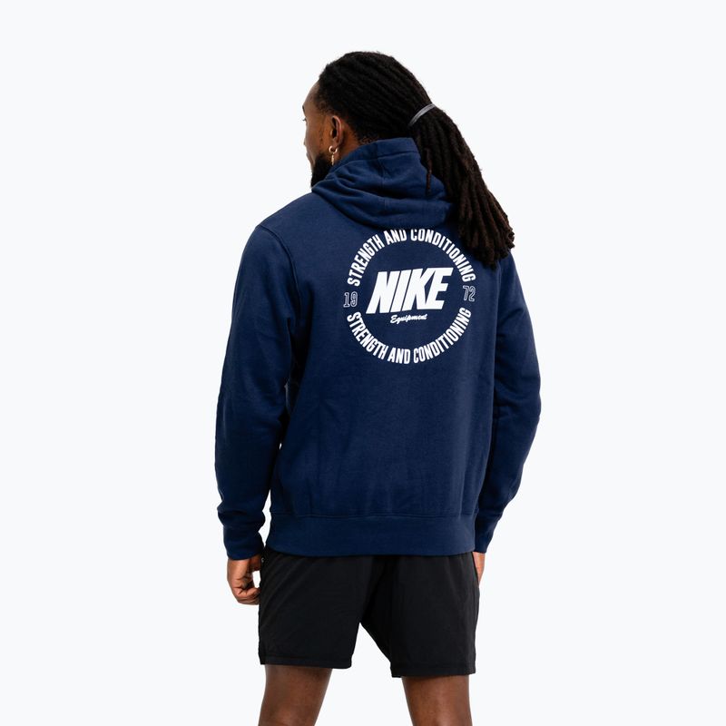 Felpa da uomo Nike Strength S&C Hoodie navy/white 3