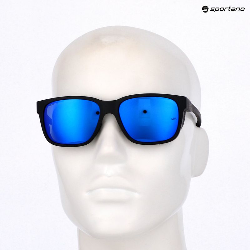 Occhiali da sole Under Armour Glacial nero opaco/grigio blu a specchio argento polarizzati da uomo o 10