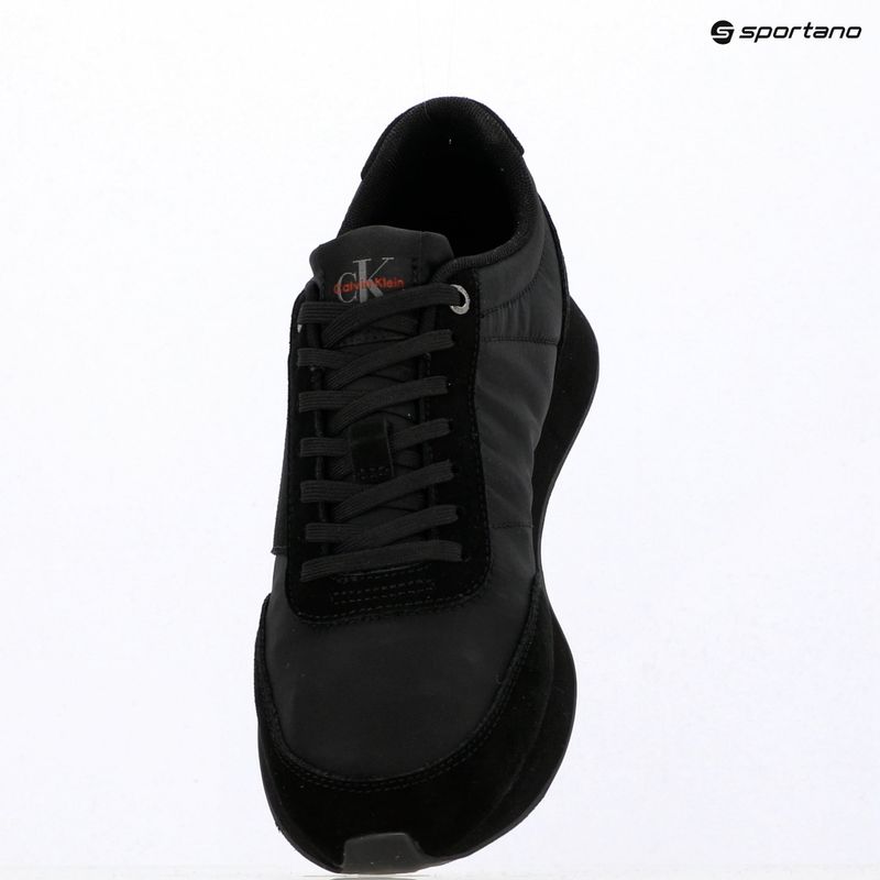 Scarpe da uomo Calvin Klein HM0HM02212 Retro Runner Bans Leather Suede triple black/adrenaline rush 9