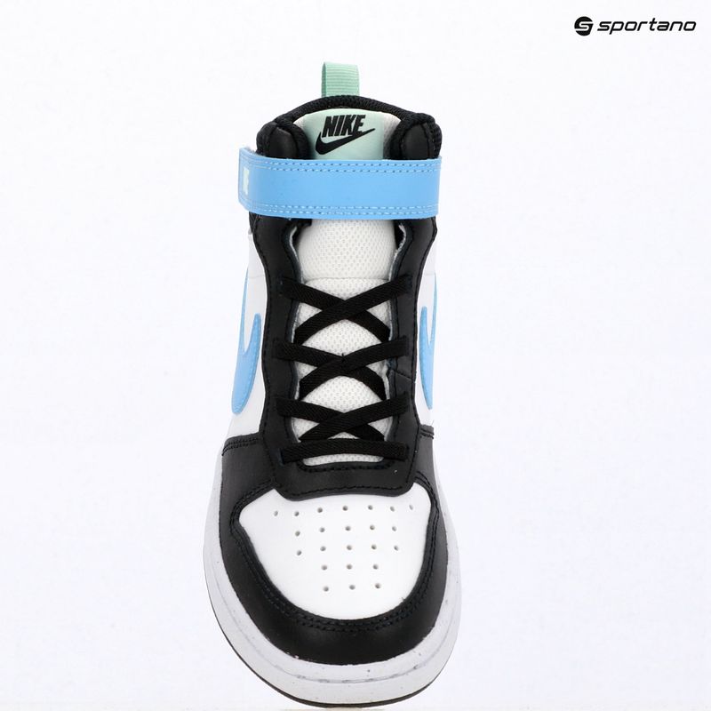 Scarpe per bambini Nike Court Borough Mid 2 white/black/arctic green/football blue 8