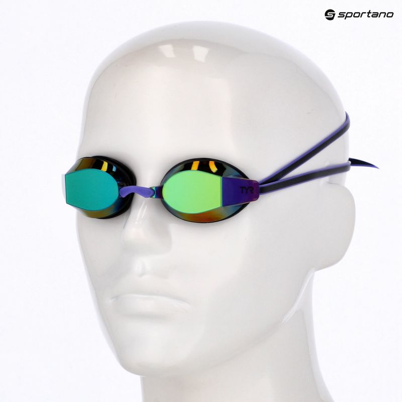 Occhialini da nuoto da donna TYR Blackops 140 Ev Racing Mirrored purple/green 6