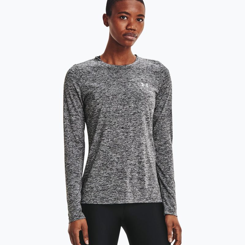 Under Armour Tech Crew Twist donna, manica lunga da allenamento, nero/argento metallico