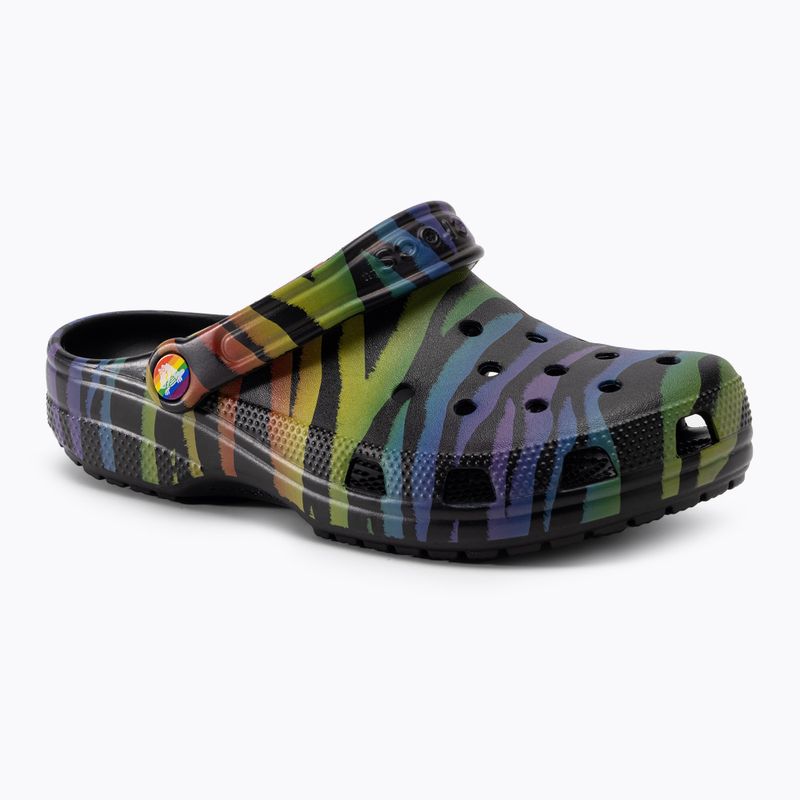 Crocs Classic Seasonal Donna Ciabatte zebrate con stampa arcobaleno