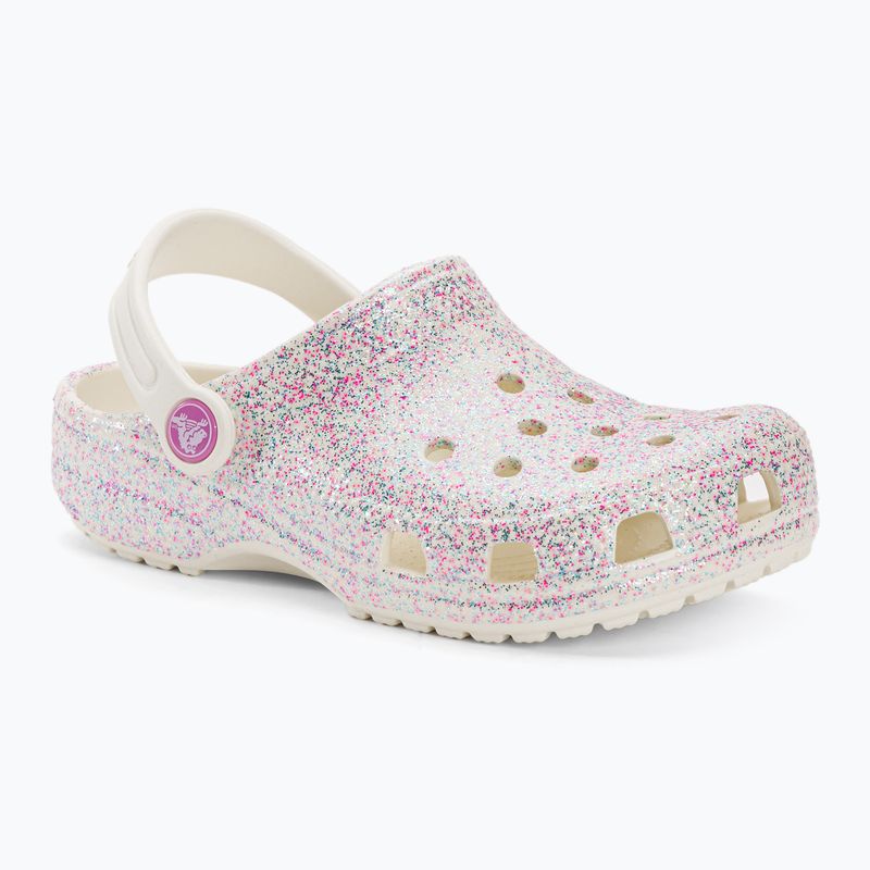 Crocs Classic Glitter Clog infradito per bambini bianco sporco 2